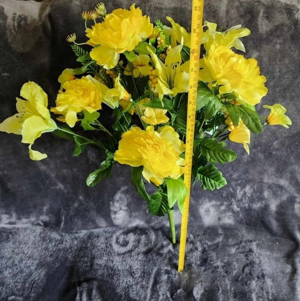 NWT spring summer blooming yellow peony & tiger lily floral spray, 26